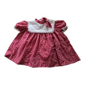 Vintage Miss Quality Red White Floral Lace Dress SZ 2T Made in USA